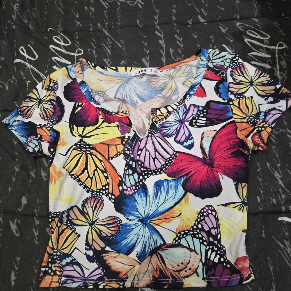 Love J Women's Colorful Butterfly Crop Top